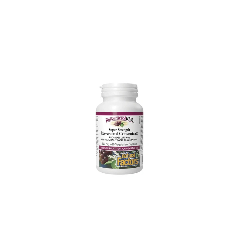 Natural Factors Resveratrolrich Super Strength Concentrate 500 Mg 60 Veggie Capsules