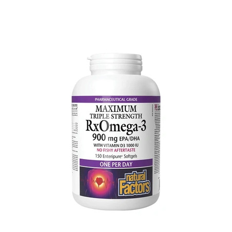 Natural Factors Rxomega3 With Vitamin D3 Maximum Triple Strength 900 Mg 150 Softgels