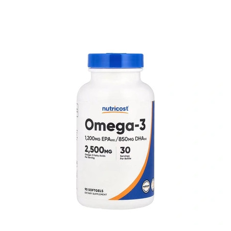 Nutricost Omega3 2500 Mg 90 Softgels High Potency Fish Oil Supplement