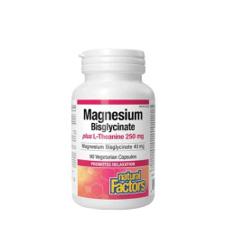 Natural Factors Magnesium Bisglycinate 100 Mg Plus Ltheanine 250 Mg 90 Capsules