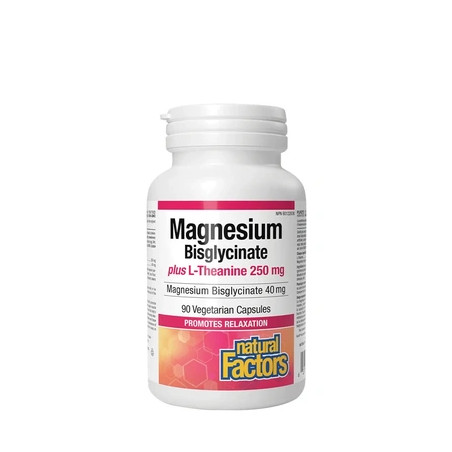 Natural Factors Magnesium Bisglycinate 100 Mg Plus Ltheanine 250 Mg 90 Capsules