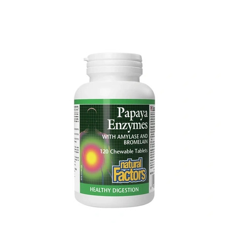 Natural Factors Papaya Enzymes With Amylase And Bromelain 120 Chewable Tablets