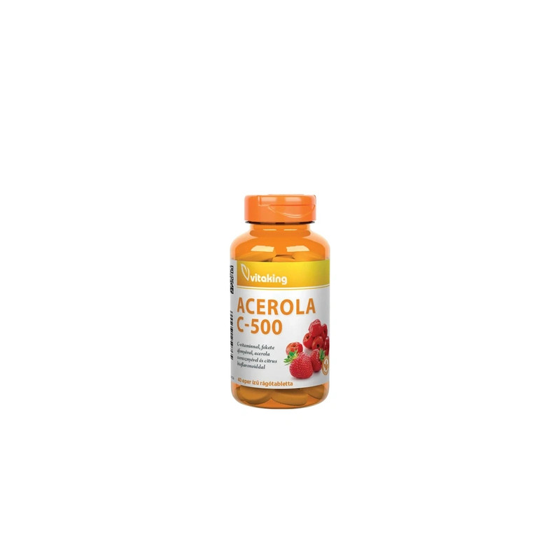 Vitaking Vitamin C500 With Acerola And Raspberry Strawberryflavored Chewables 40 Count Pouch