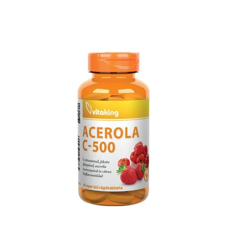 Vitaking Vitamin C500 With Acerola And Raspberry Strawberryflavored Chewables 40 Count Pouch