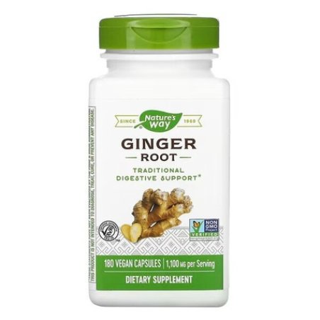 Nature's Way Ginger Root 550mg 180 Vegan Capsules
