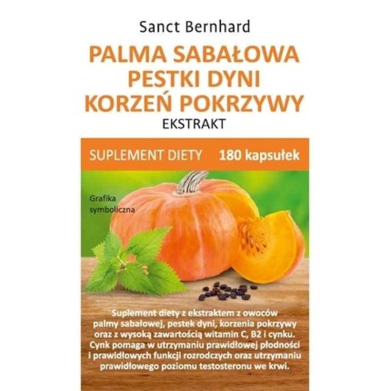 Krauterhaus Sanct Bernhard Sabal Palm Pumpkin Seed And Nettle Root Extract 180 Capsules