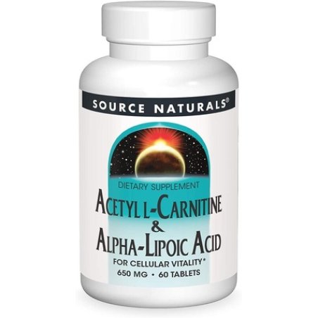 Source Naturals Acetyllcarnitine & Alphalipoic Acid 650mg 60 Veggie Tablets