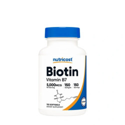 Nutricost Biotin 5000 Micrograms With Coconut Oil Softgels 150 Count