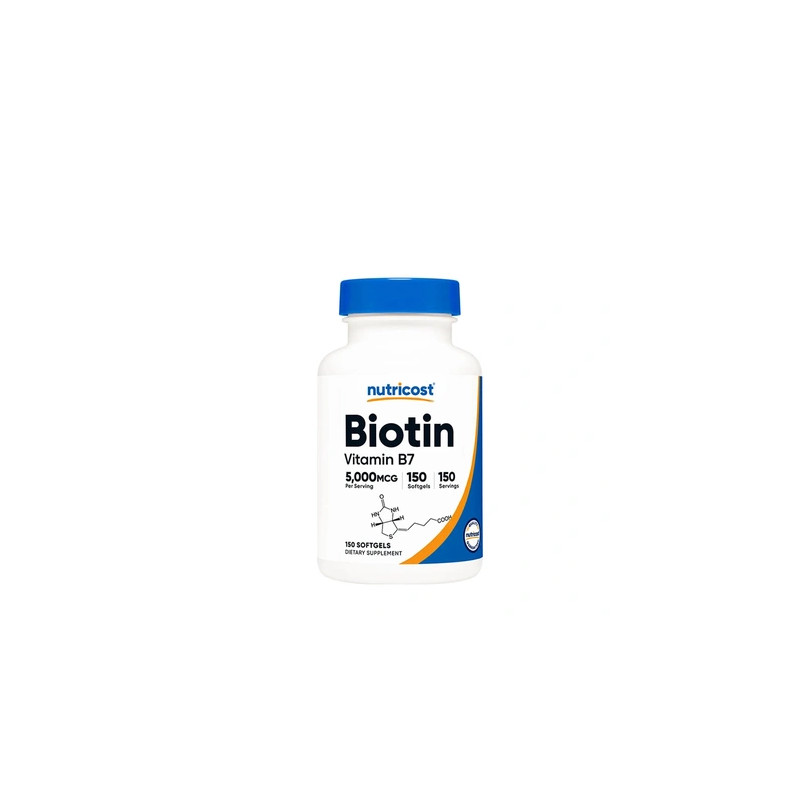 Nutricost Biotin 5000 Micrograms With Coconut Oil Softgels 150 Count