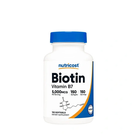 Nutricost Biotin 5000 Micrograms With Coconut Oil Softgels 150 Count