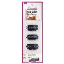 Dreamfix Hair Clips - 3 Pieces, 6 Teeth, 2.8 Cm, Black