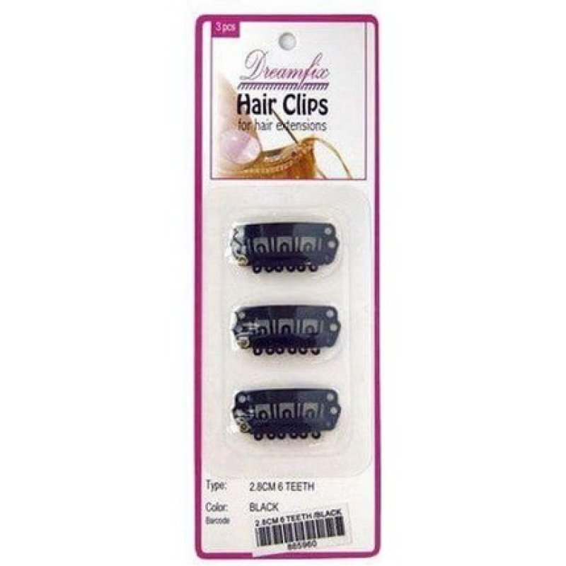 Dreamfix Hair Clips - 3 Pieces, 6 Teeth, 2.8 Cm, Black