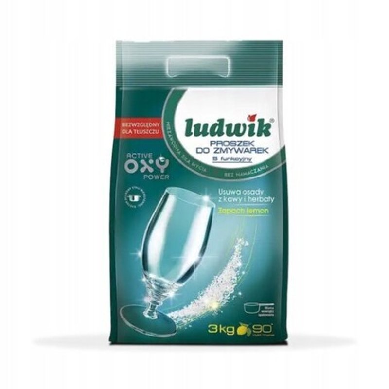 Ludwik Dishwashing Powder with Shine Effect Lemon Scent 3kg