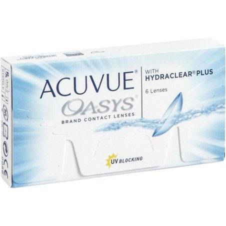 ACUVUE OASYS Contact Lenses 2-Week Lenses for Day and Night with 6.5 dpt and BC 8.4 UV Protection, Dryness Protection &