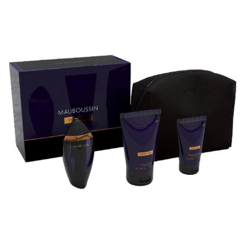 Mauboussin Private Club Gift Set Eau De Parfum Shower Gel Aftershave Balm & Pouch