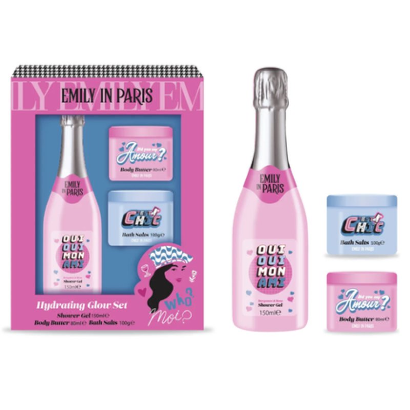 Emily In Paris Hydrating Glow Set Shower Gel Body Butter And Bath Salts