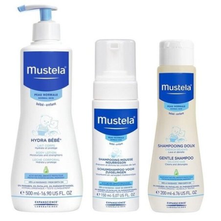 Mustela Bebe Mild Foam Shampoo Body Lotion Wipes for Children