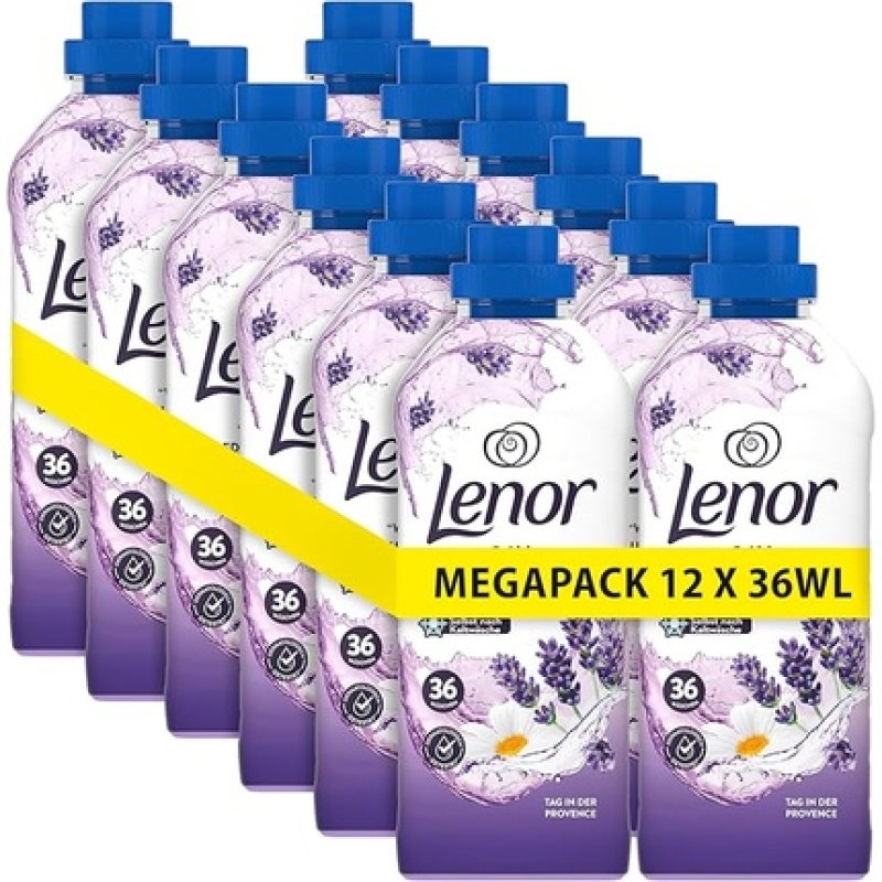 Lenor Fabric Softener Mega Pack 12 36 Washes Provence 24 Hours 'Like Freshly Showered' Feeling With Active Odour