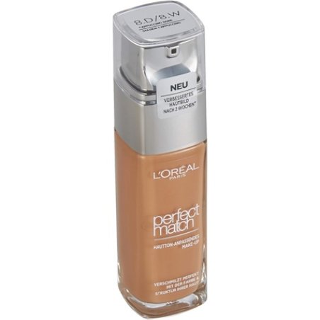 L'Oréal Paris Liquid Foundation with Hyaluronic and Aloe Vera Perfect Match Makeup 30ml Golden Cappuccino
