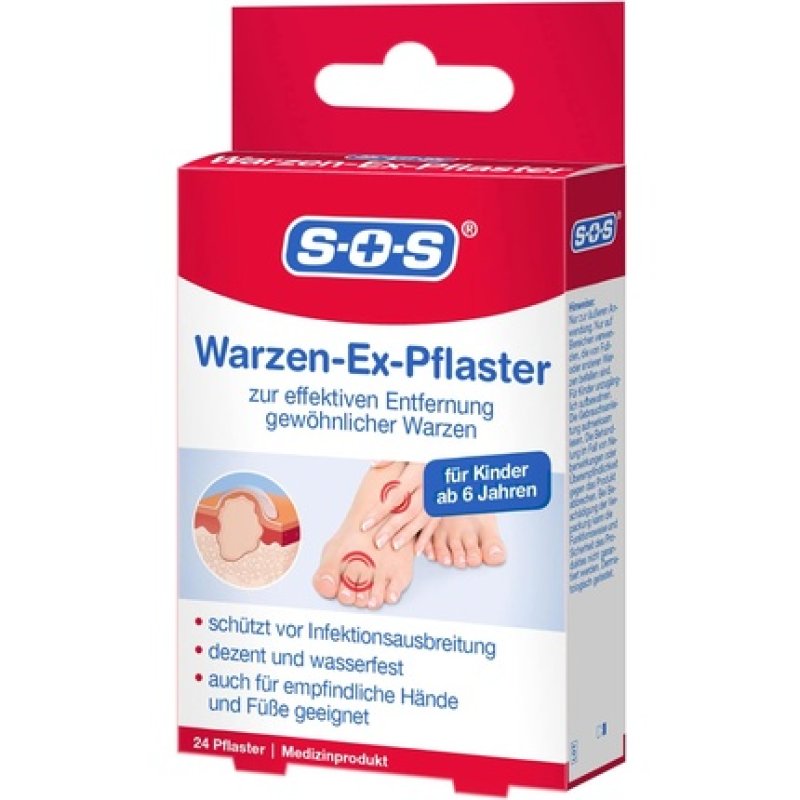 SOS Wart Removal Plaster for Common Warts on Hands and Feet - Waterproof - for Children 6 