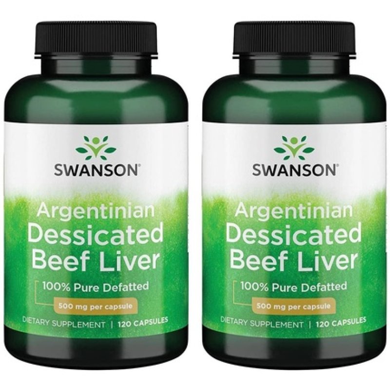 Swanson Argentinian Desiccated Beef Liver 100% Pure Defatted 500mg 120 Caps