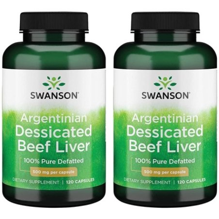 Swanson Argentinian Desiccated Beef Liver 100% Pure Defatted 500mg 120 Caps