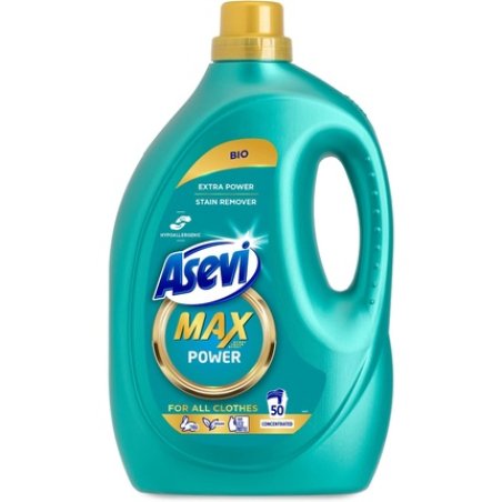 Asevi Max Hypoallergenic Bio Laundry Detergent Concentrated Liquid Washing Cleanser Power 25l 50 Washes Pack Of 50
