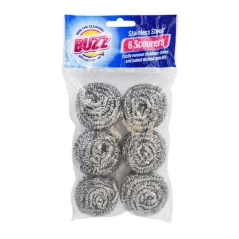 Buzz Stainless Steel Scourers Pack Of 6
