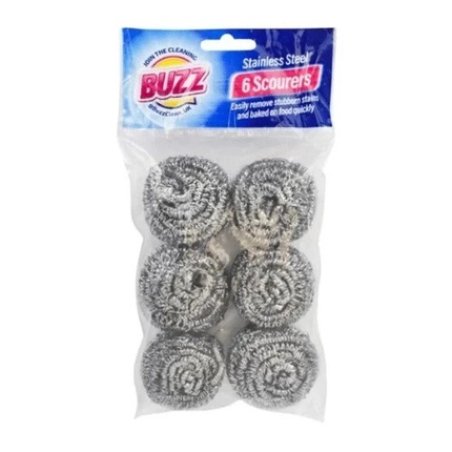 Buzz Stainless Steel Scourers Pack Of 6