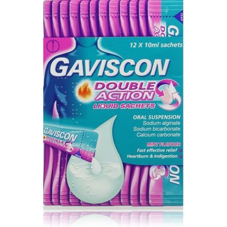 Gaviscon Double Action Liquid Sachets Mint Flavour 10ml - Pack of 12