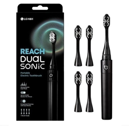 Reach Dual Sonic Electric Toothbrush 1 Handle 4 Toothbrush Heads 2 Brushing Modes Strong & Gentle Portable Travel
