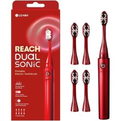 Reach Dual Sonic Electric Toothbrush 1 Handle 4 Toothbrush Heads 2 Brushing Modes Strong & Gentle Portable Travel