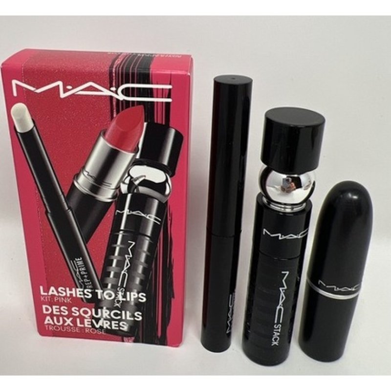 Mac Lashes To Lips Pink Prep Prime & Lipstick 3 Piece Set