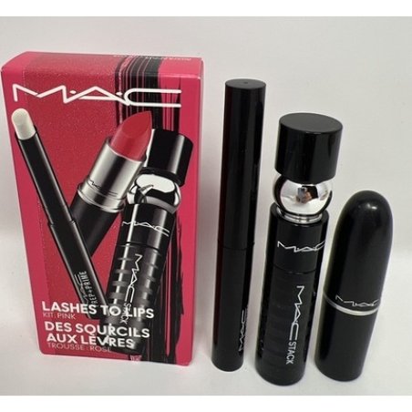 Mac Lashes To Lips Pink Prep Prime & Lipstick 3 Piece Set