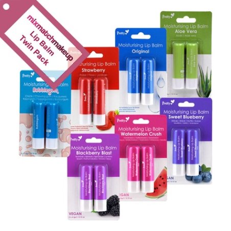 Pretty Lip Balm Salve Twin Pack Flavored Moisturizing Dry Chapped Lips