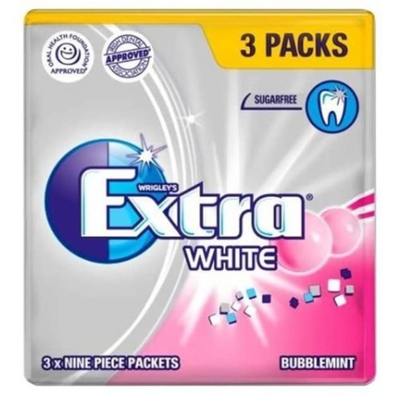 Wrigley Extra White Bubblemint Sugar Free Gum 9pc,, 1 X 1 G