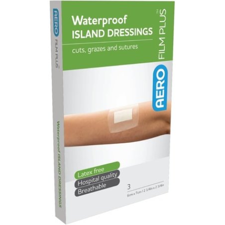 Aerofilm Waterproof Island Dressing 6x7cm - Pack of 3