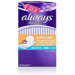 Always Dailies Normal Individually Wrapped Panty Liners 20 Count