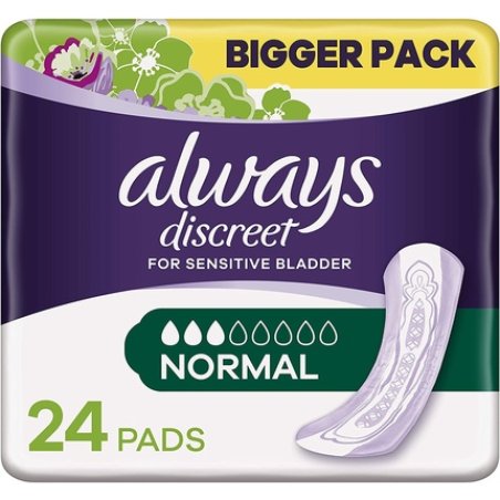 Always Discreet Incontinence Pads Normal for Bladder Weakness 24 Count