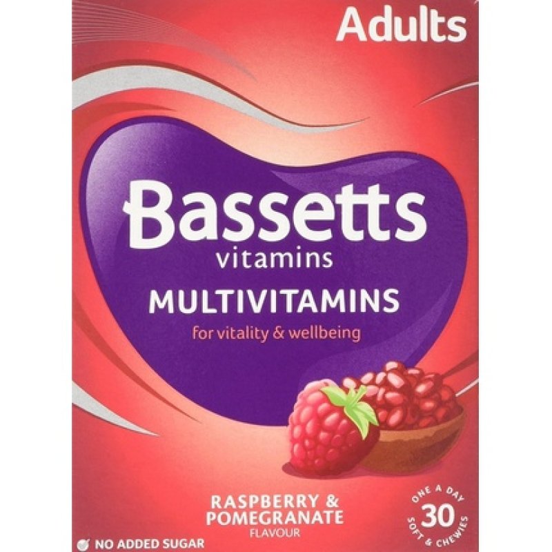 Bassetts Adults Raspberry and Pomegranate Flavour Soft Chewy Multivitamins 30 Pastilles