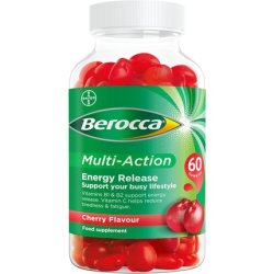 Berocca Multi-Action Multivitamin Gummies with Vitamin D, C, A, B-Complex (B1, B2, B3, B6, B7 & B12), E - Supplement