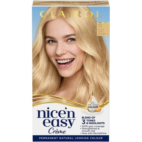 Clairol Nice'n Easy Crème Natural Looking Oil Infused Permanent Hair Dye 10 Extra Light Blonde