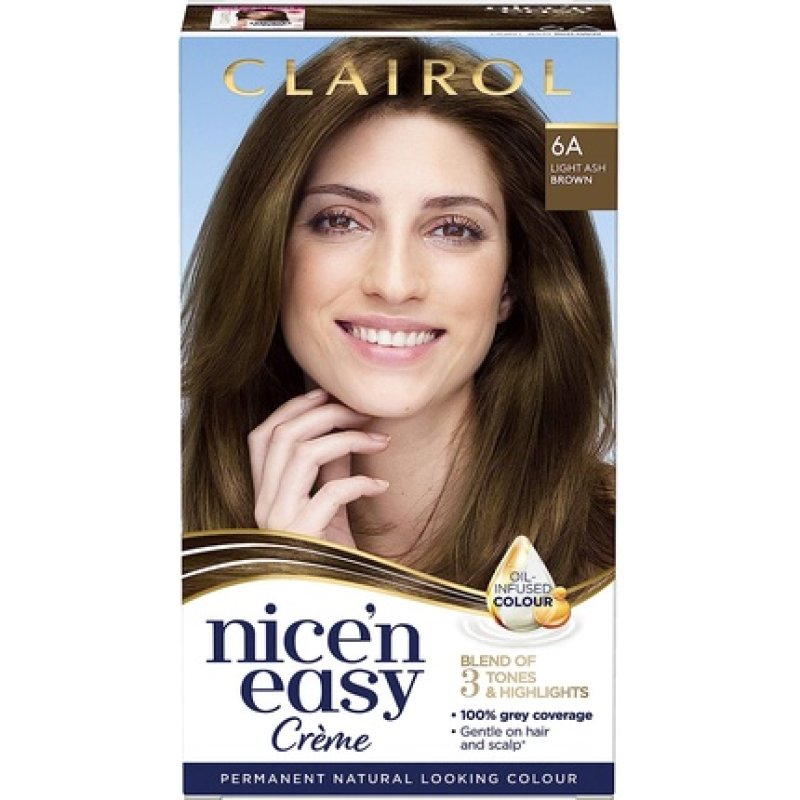 Clairol Nice'n Easy Crème Natural Looking Oil Infused Permanent Hair Dye 6A Light Ash Brown