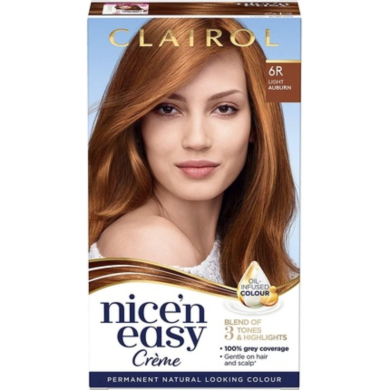 Clairol Nice'n Easy Crème Natural Looking Oil Infused Permanent Hair Dye 6R Light Auburn