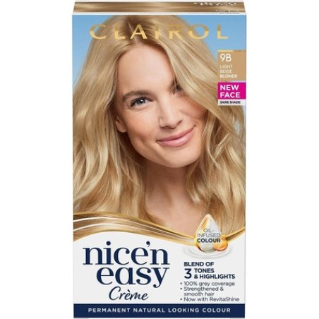 Clairol Nice'n Easy Crème Natural Looking Oil Infused Permanent Hair Dye 9B Light Beige Blonde 1 Count