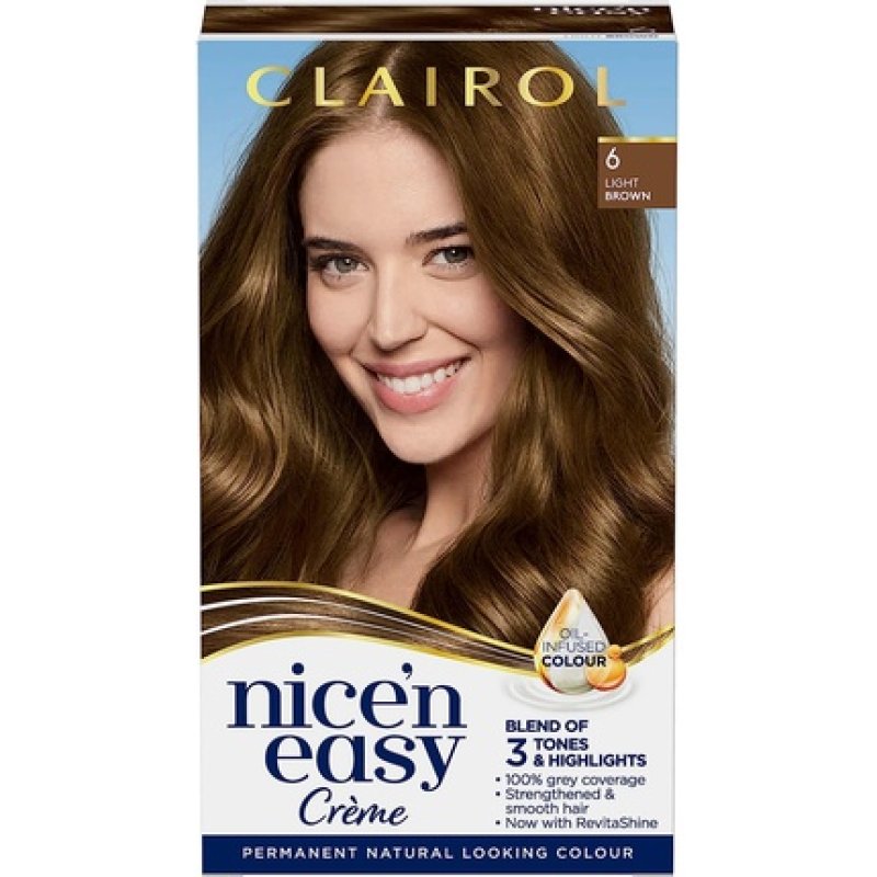 Clairol Nice'n Easy Crème Permanent Hair Dye 6 Light Brown 220g