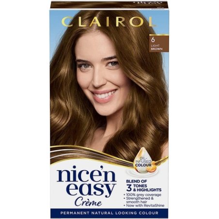Clairol Nice'n Easy Crème Permanent Hair Dye 6 Light Brown 220g