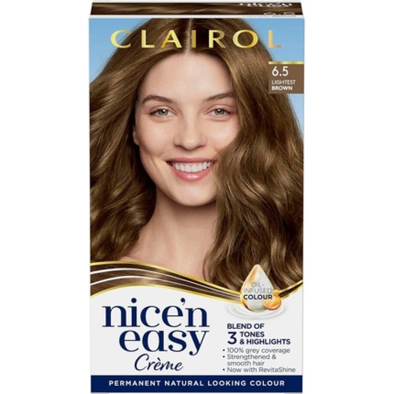 Clairol Nice'n Easy Crème Natural Looking Oil Infused Permanent Hair Dye 6.5 Lightest Brown 1 count