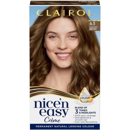 Clairol Nice'n Easy Crème Natural Looking Oil Infused Permanent Hair Dye 6.5 Lightest Brown 1 count