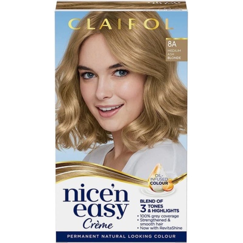 Clairol Nice'n Easy Crème Permanent Hair Dye 8A Medium Ash Blonde